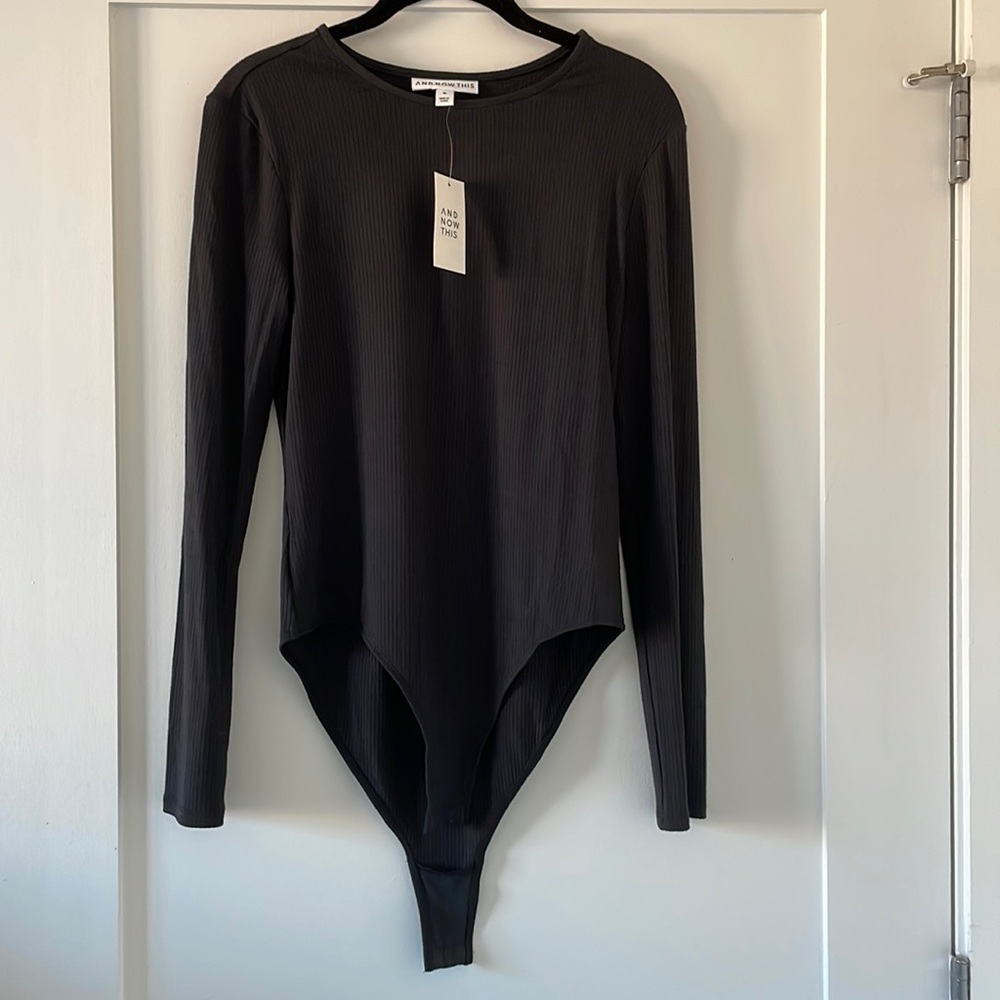 Black Ribbed Bodysuit